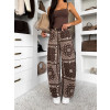 Hnědé trendy široké wide leg džíny POPPYA