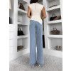 Světle modré basic wide leg široké džíny ELYNORA s vysokým pasem