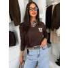 Tmavě hnědý oversize pohodlný polo svetr BONIA