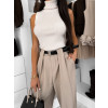 Béžové elegantní široké volné kalhoty MOMOKA s páskem