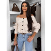 Béžový elegantní pohodlný oversized svetr KORAVIA na knoflíky