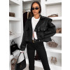 Černá stylová oversized biker koženková bunda FAYELIA