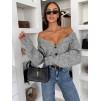 Šedý elegantní pohodlný oversized svetr KORAVIA na knoflíky