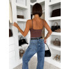 Hnědé elastické basic body WINNIEA na ramínka