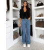 Modré tmavší wide leg široké džíny dlouhé MAVELY
