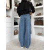 Modré tmavší wide leg široké džíny dlouhé MAVELY