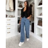 Modré tmavší wide leg široké džíny dlouhé MAVELY