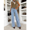 Modré wide leg basic široké zvonové džíny PIMELLA