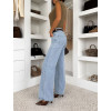 Modré wide leg basic široké zvonové džíny PIMELLA