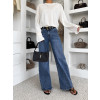 Modré wide leg široké basic džíny LUNIMI