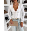 Bílý elegantní top LORAMIO na zip s výstřihem