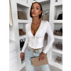 Bílý elegantní top LORAMIO na zip s výstřihem