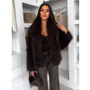 Hnědý faux fur kožešinový kabátek MELANIO