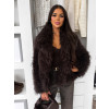Hnědý faux fur kožešinový kabátek MELANIO