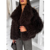 Hnědý faux fur kožešinový kabátek MELANIO