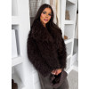 Hnědý faux fur kožešinový kabátek MELANIO