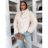 Krémový faux fur kožešinový kabátek MELANIO