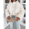 Krémový faux fur kožešinový kabátek MELANIO