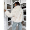 Krémový faux fur kožešinový kabátek MELANIO