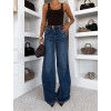 Modré extra long basic wide leg široké džíny ELSIEA