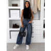 Modré basic wide leg baggy široké džíny LOLALA