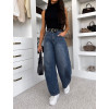 Modré basic wide leg baggy široké džíny LOLALA