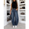 Modré basic wide leg baggy široké džíny LOLALA