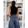 Modré basic wide leg baggy široké džíny LOLALA