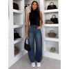 Modré basic wide leg baggy široké džíny LOLALA