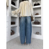 Modré mom fit široké wide leg džíny LUNELIA