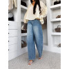 Modré mom fit široké wide leg džíny LUNELIA