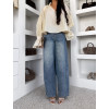 Modré mom fit široké wide leg džíny LUNELIA