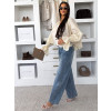 Modré mom fit široké wide leg džíny LUNELIA