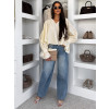 Modré mom fit široké wide leg džíny LUNELIA