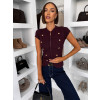 Vínový elegantní top NALIRA na zip s knoflíky