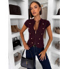 Vínový elegantní top NALIRA na zip s knoflíky
