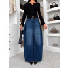 Modré trendy wide leg široké džíny MOCHIA