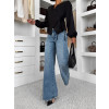 Modré wide leg basic trendy široké džíny NUVELLY