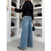 Modré wide leg basic trendy široké džíny NUVELLY