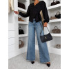 Modré wide leg basic trendy široké džíny NUVELLY