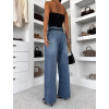 Modré wide leg trendy extra dlouhé široké džíny ASTERIA