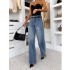 Modré wide leg trendy extra dlouhé široké džíny ASTERIA