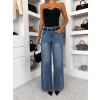 Modré wide leg trendy extra dlouhé široké džíny ASTERIA