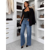 Modré wide leg trendy extra dlouhé široké džíny ASTERIA