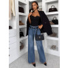 Modré wide leg trendy extra dlouhé široké džíny ASTERIA