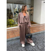 Hnědý saténový komplet souprava AMELINE