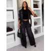 Černá stylová oversized biker short koženková bunda HALVESSA