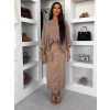 Béžový stylový koženkový komplet FELMORA se sukní