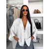 Bílý elegantní oversized halenka TARATA na knoflík