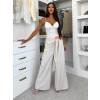 Béžové široké lněné kalhoty FUZZYA